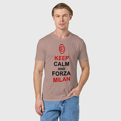 Футболка хлопковая мужская Keep Calm & Forza Milan, цвет: пыльно-розовый — фото 2