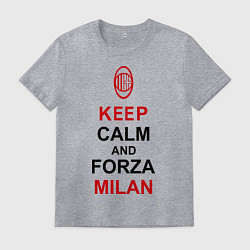 Футболка хлопковая мужская Keep Calm & Forza Milan, цвет: меланж
