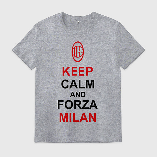 Мужская футболка Keep Calm & Forza Milan / Меланж – фото 1