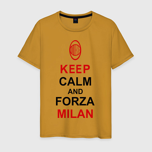 Мужская футболка Keep Calm & Forza Milan / Горчичный – фото 1