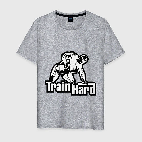 Мужская футболка Train Hard / Меланж – фото 1