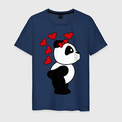 Мужская футболка Поцелуй панды: для нее / Тёмно-синий – фото 1