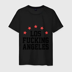 Футболка хлопковая мужская Los Fucking Angeles, цвет: черный