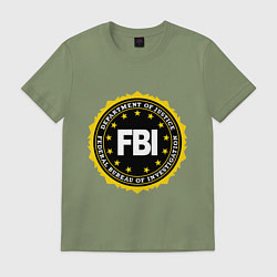 Футболка хлопковая мужская FBI Departament, цвет: авокадо