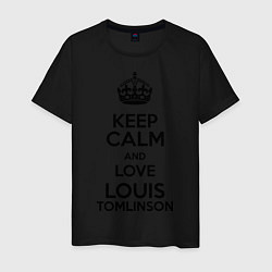 Футболка хлопковая мужская Keep Calm & Love Louis Tomlinson, цвет: черный