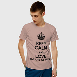 Футболка хлопковая мужская Keep Calm & Love Harry Styles, цвет: пыльно-розовый — фото 2