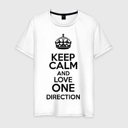 Футболка хлопковая мужская Keep Calm & Love One Direction, цвет: белый