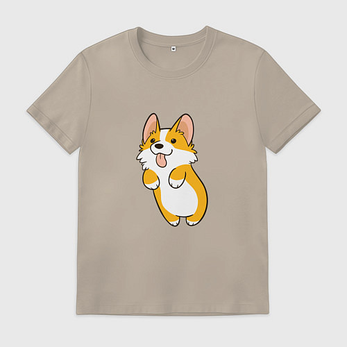 Мужская футболка Корги лапочка / Миндальный – фото 1