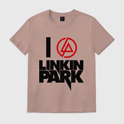 Футболка хлопковая мужская I love Linkin Park, цвет: пыльно-розовый