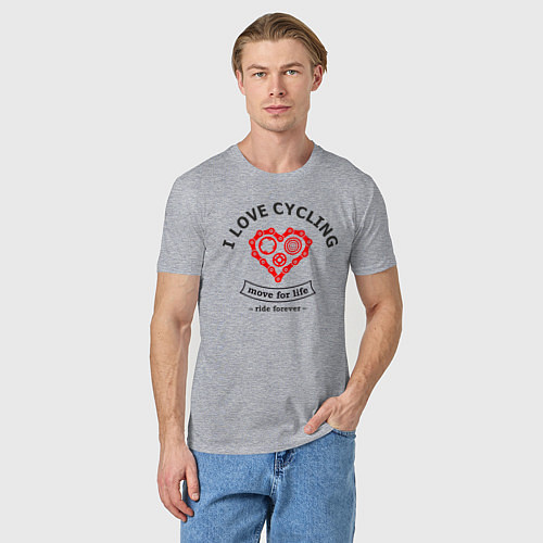 Мужская футболка I Love Cycling / Меланж – фото 3