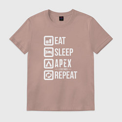 Футболка хлопковая мужская Eat, Sleep, Apex, Repeat, цвет: пыльно-розовый