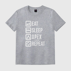 Футболка хлопковая мужская Eat, Sleep, Apex, Repeat, цвет: меланж