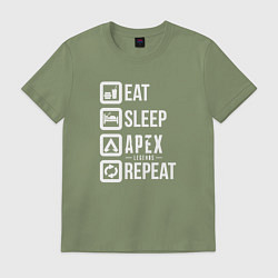Футболка хлопковая мужская Eat, Sleep, Apex, Repeat, цвет: авокадо