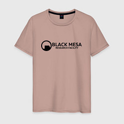 Футболка хлопковая мужская Black Mesa: Research Facility, цвет: пыльно-розовый