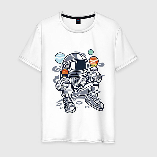 Мужская футболка Космонавт и мороженка / Белый – фото 1