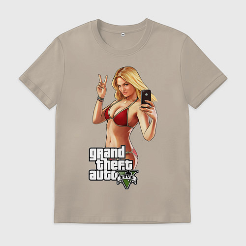 Мужская футболка GTA V: Selfie / Миндальный – фото 1