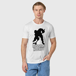 Футболка хлопковая мужская Russian Black Hockey, цвет: белый — фото 2