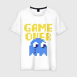 Футболка хлопковая мужская Pac-Man: Game over, цвет: белый
