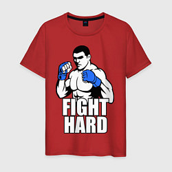 Футболка хлопковая мужская Fight hard, цвет: красный