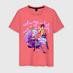 Футболка хлопковая мужская No Game No Life, цвет: коралловый