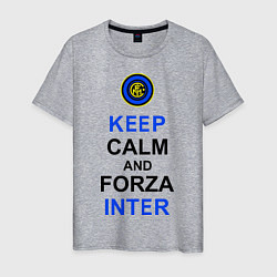 Футболка хлопковая мужская Keep Calm & Forza Inter, цвет: меланж