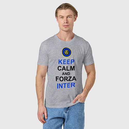 Мужская футболка Keep Calm & Forza Inter / Меланж – фото 3