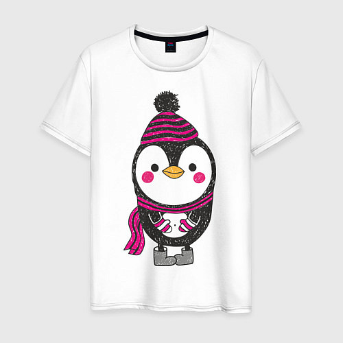 Мужская футболка Пингвин в валенках / Белый – фото 1