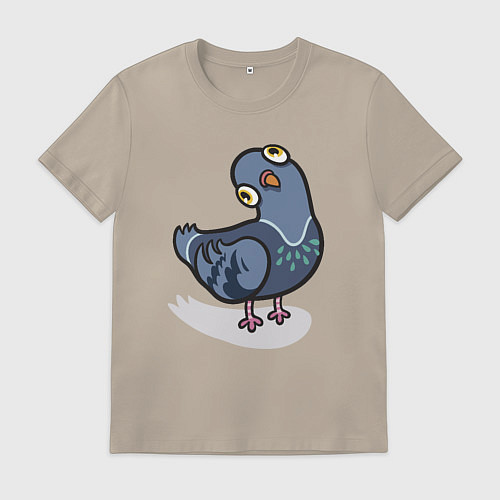 Мужская футболка Удивленный голубь / Миндальный – фото 1