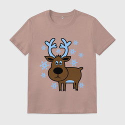Мужская футболка Олень и снежинки