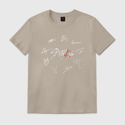 Футболка хлопковая мужская STRAY KIDS АВТОГРАФЫ, цвет: миндальный