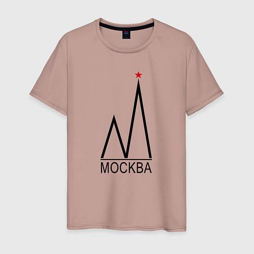 Мужская футболка Москва-чёрный логотип-2 / Пыльно-розовый – фото 1