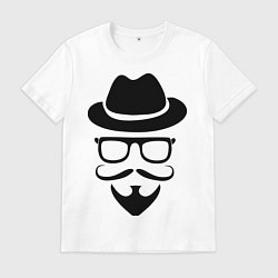 Футболка хлопковая мужская Хипстер, цвет: белый