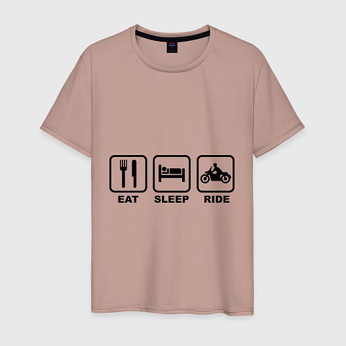 Мужская футболка Eat Sleep Ride / Пыльно-розовый – фото 1