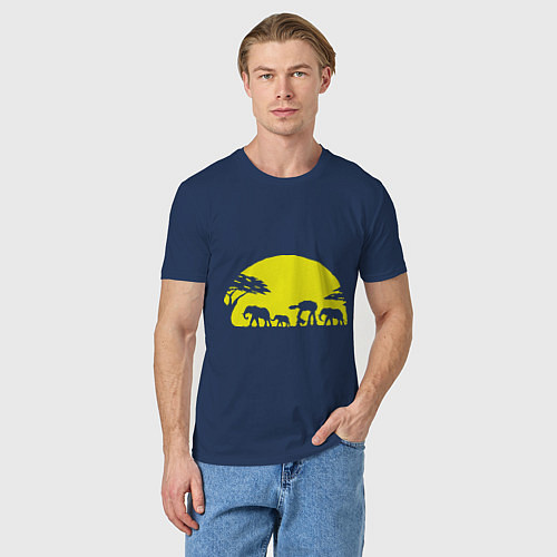 Мужская футболка Слоники на закате / Тёмно-синий – фото 3