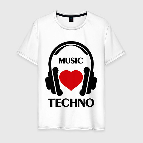 Мужская футболка Techno Music is Love / Белый – фото 1