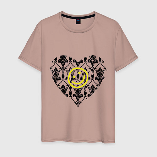 Мужская футболка Шерлок Сердце и Смайлик / Пыльно-розовый – фото 1