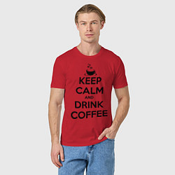 Футболка хлопковая мужская Keep Calm & Drink Coffee, цвет: красный — фото 2