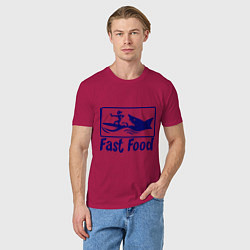 Футболка хлопковая мужская Shark fast food, цвет: маджента — фото 2