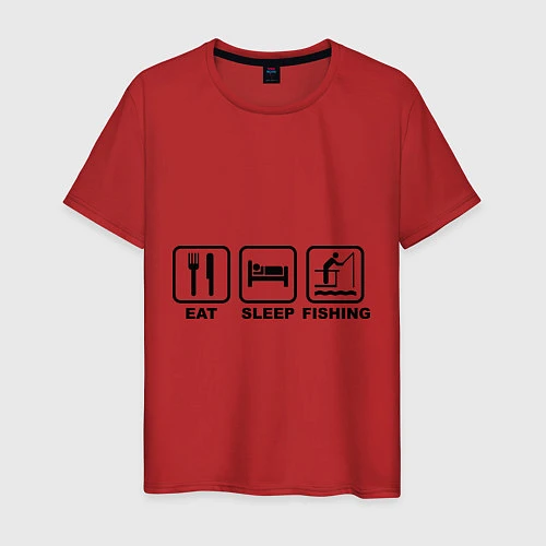 Мужская футболка Eat Sleep Fishing / Красный – фото 1