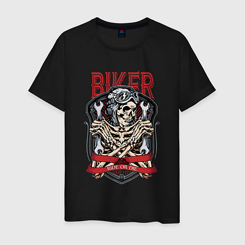 Мужская футболка Cool biker Skull / Черный – фото 1