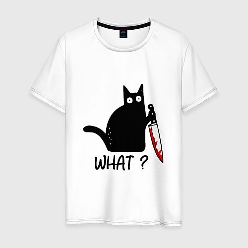 Мужская футболка What cat / Белый – фото 1