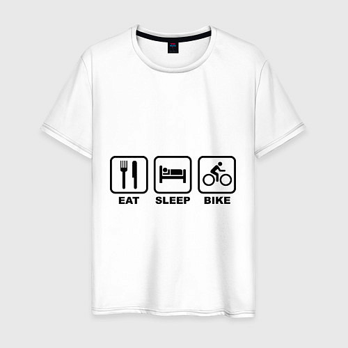 Мужская футболка Eat Sleep Bike (еда, сон, велосипед) / Белый – фото 1