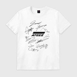 Футболка хлопковая мужская Ateez автографы, цвет: белый