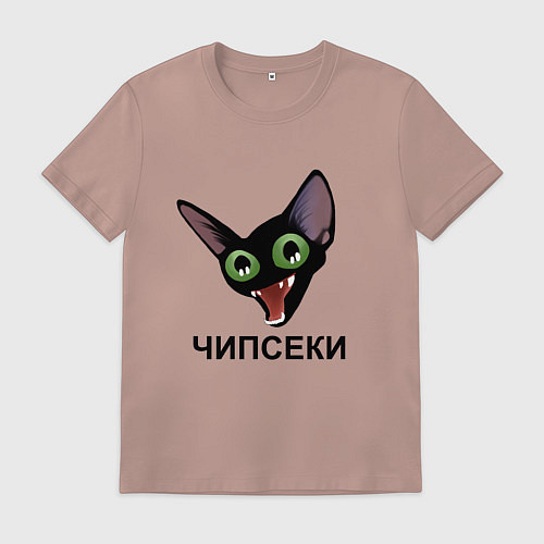 Мужская футболка Чипсеки: кот-мем / Пыльно-розовый – фото 1