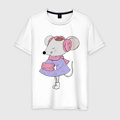 Мужская футболка Милая мышка / Белый – фото 1