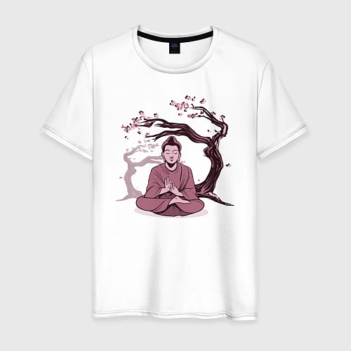 Мужская футболка Будда Сакура / Белый – фото 1