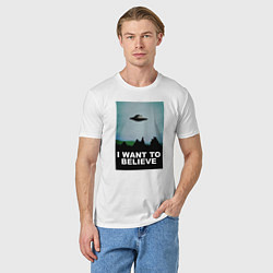 Футболка хлопковая мужская I WANT TO BELIEVE, цвет: белый — фото 2