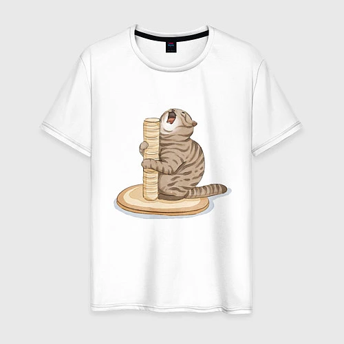 Мужская футболка Орущий Кот / Белый – фото 1