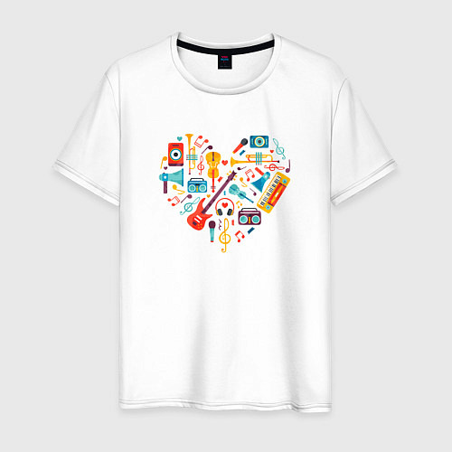 Мужская футболка Музыкальное Сердце / Белый – фото 1