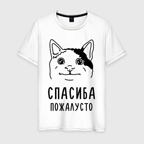Мужская футболка Вежливый котик / Белый – фото 1